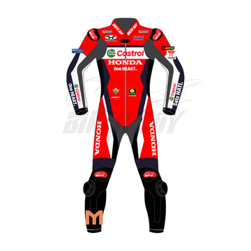 Luca Marini 2025 MotoGP Honda Racing Suit - Castrol #10 Leather Gear with CE Protection for Professional Riders