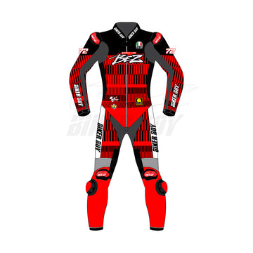 Marco Bezzecchi 72 2024 MotoGP Winter Test Racing Suit for Men - Professional Leather Motorcycle Gear with CE Armor