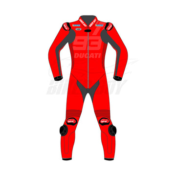 Marc Marquez 2024 Ducati MotoGP Winter Test Racing Suit - Official #93 with CE Armor and Premium Leather Protection