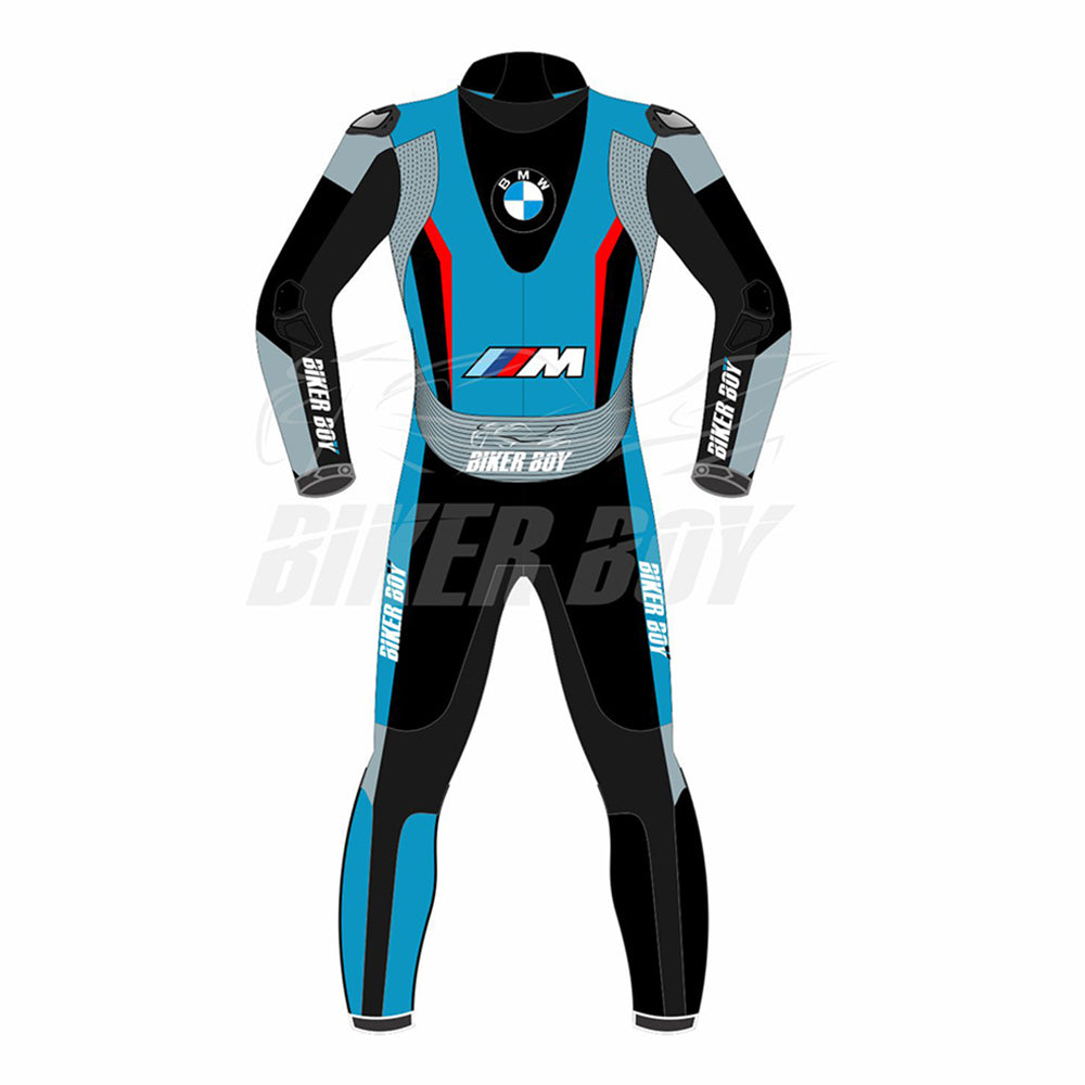 BMW M Racing Suit 2023 – Premium leather track suit designed for professional MotoGP riders, offering advanced protection and performance features for the 2023 racing season.