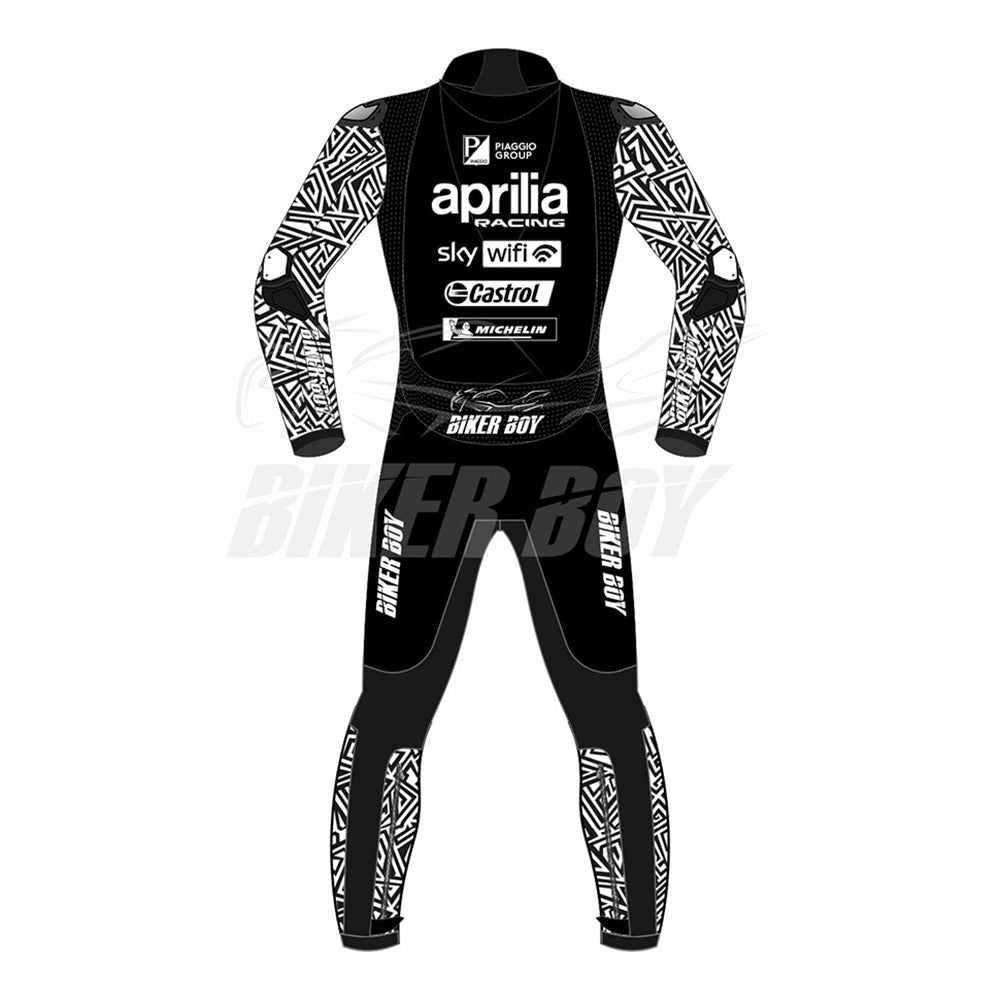 Aprilia Racing 2023 MotoGP Full Leather Race Suit – Professional-grade full leather gear designed for maximum protection, performance, and comfort, crafted for the 2023 MotoGP season.