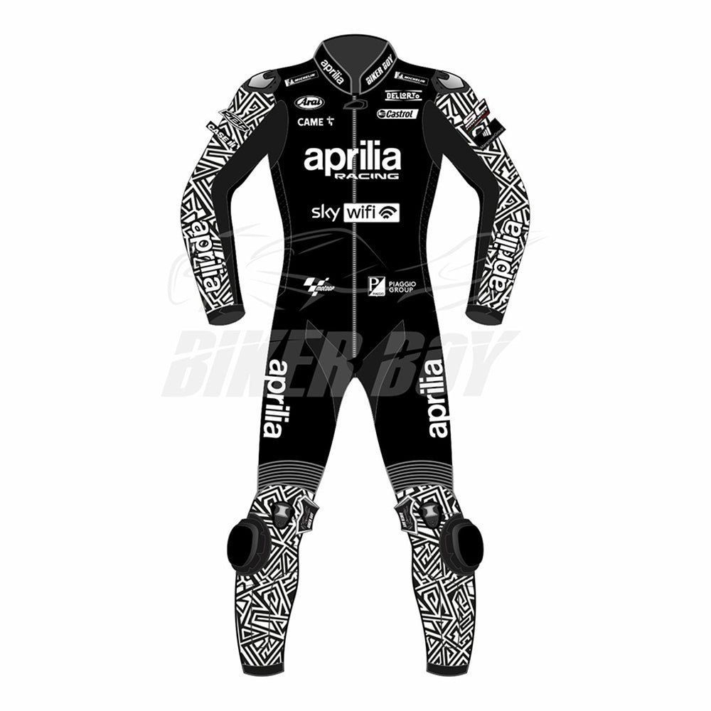 Aprilia Racing 2023 MotoGP Full Leather Race Suit – Professional-grade full leather gear designed for maximum protection, performance, and comfort, crafted for the 2023 MotoGP season.