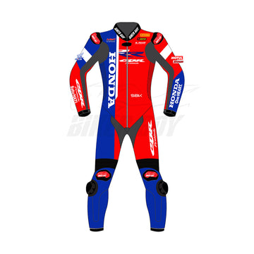 Iker Lecuona 2024 Honda Supermoto Racing Suit – Premium Leather, CE Armor, and Stretch Panels for Maximum Protection and Flexibility