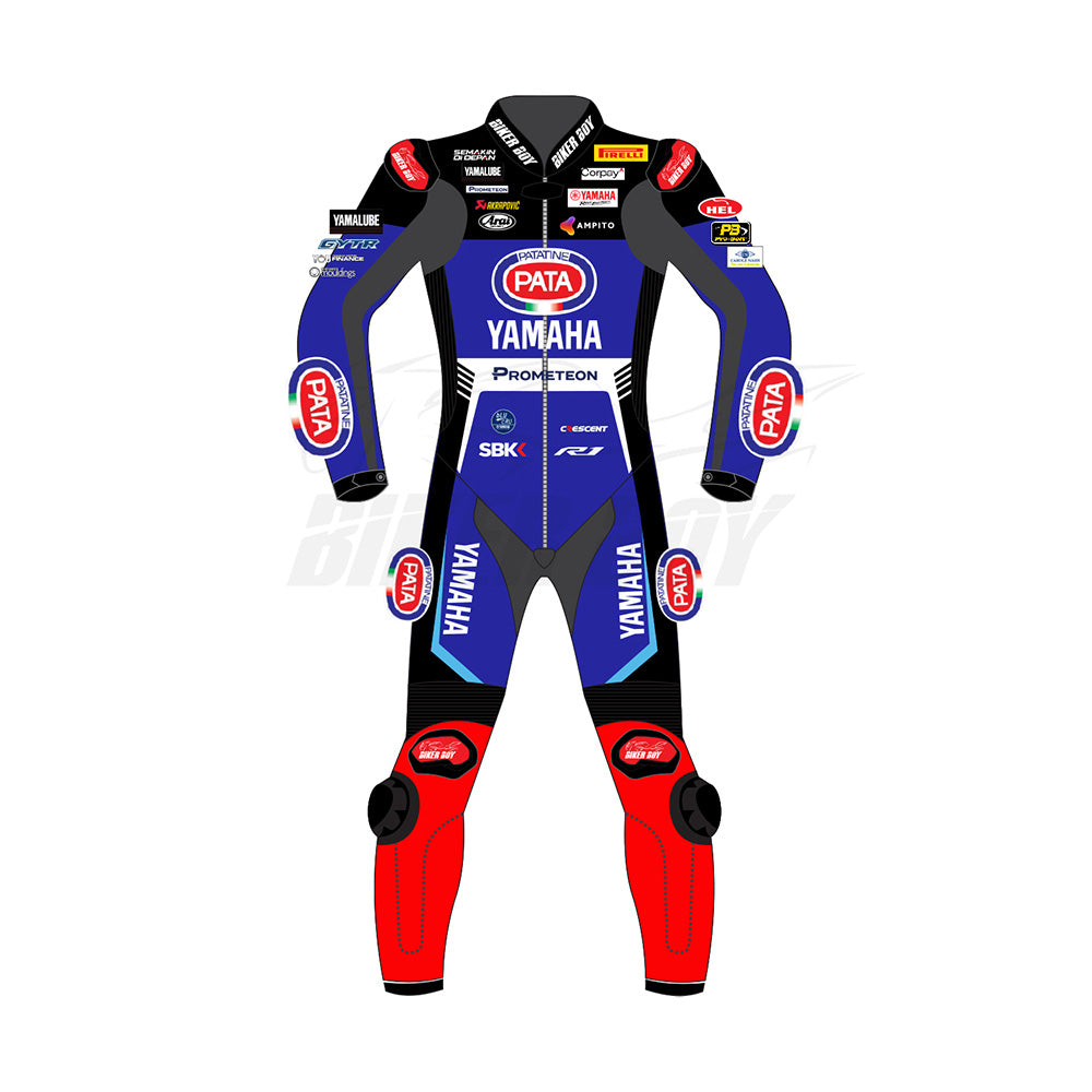 Jonathan Rea 2024 Yamaha PATA SBK MotoGP Racing Suit | Premium Leather & CE Armor for Maximum Protection