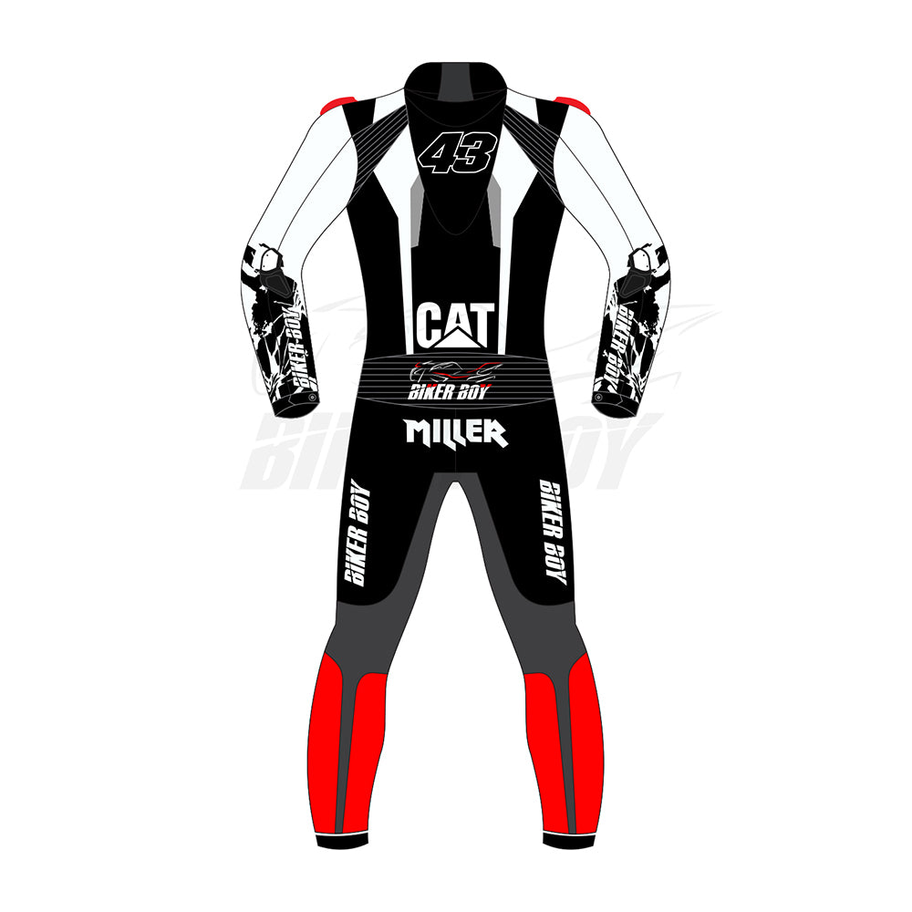 Official Jack Miller MotoGP 2024 Winter Test Leather Suit #43 - Advanced Safety and Aerodynamic Design