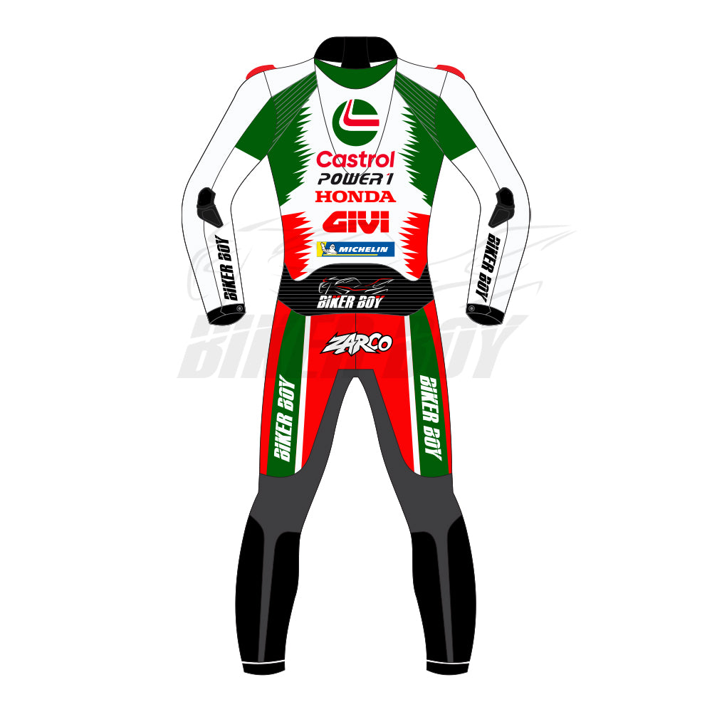 Johann Zarco 2025 MotoGP Castrol Honda Leather Race Suit - Official #5 with CE Armor and Performance Fit