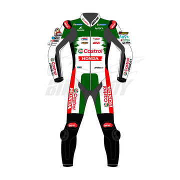 Johann Zarco 2025 MotoGP Castrol Honda Leather Race Suit - Official #5 with CE Armor and Performance Fit