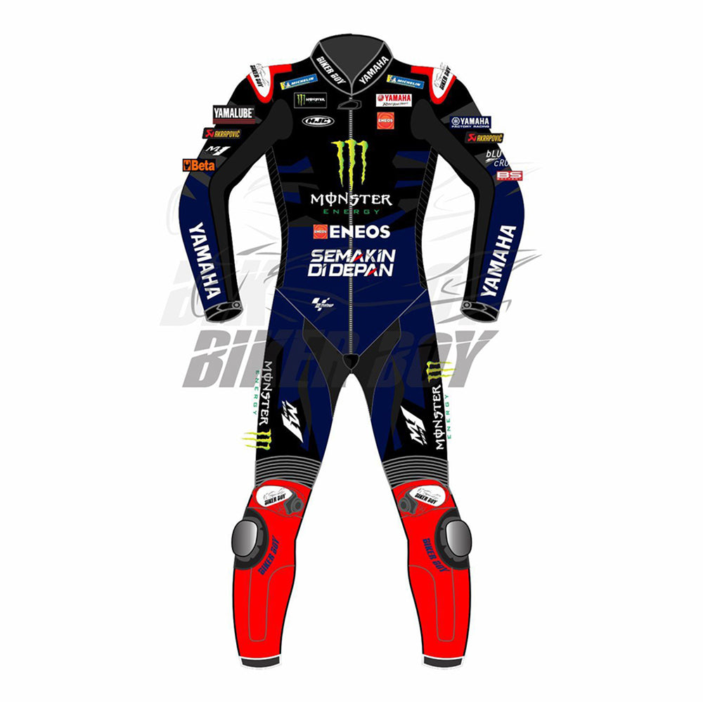 Fabio Quartararo 2023 Yamaha MotoGP Race Suit – Full leather gear designed for ultimate protection, comfort, and performance, crafted for Fabio Quartararo in the 2023 MotoGP season.