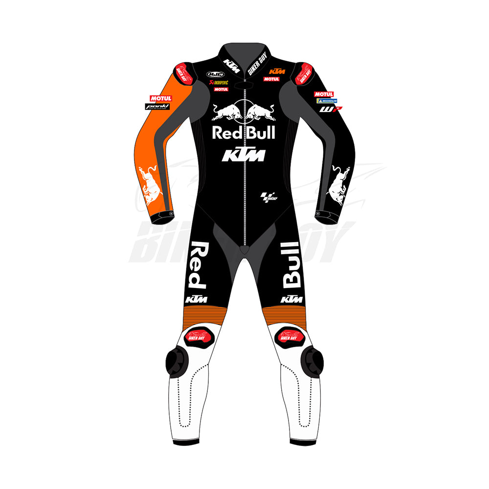 Maverick Vinales 2024 MotoGP Red Bull KTM Leather Race Suit - Official #12 with CE Armor and Aerodynamic Fit