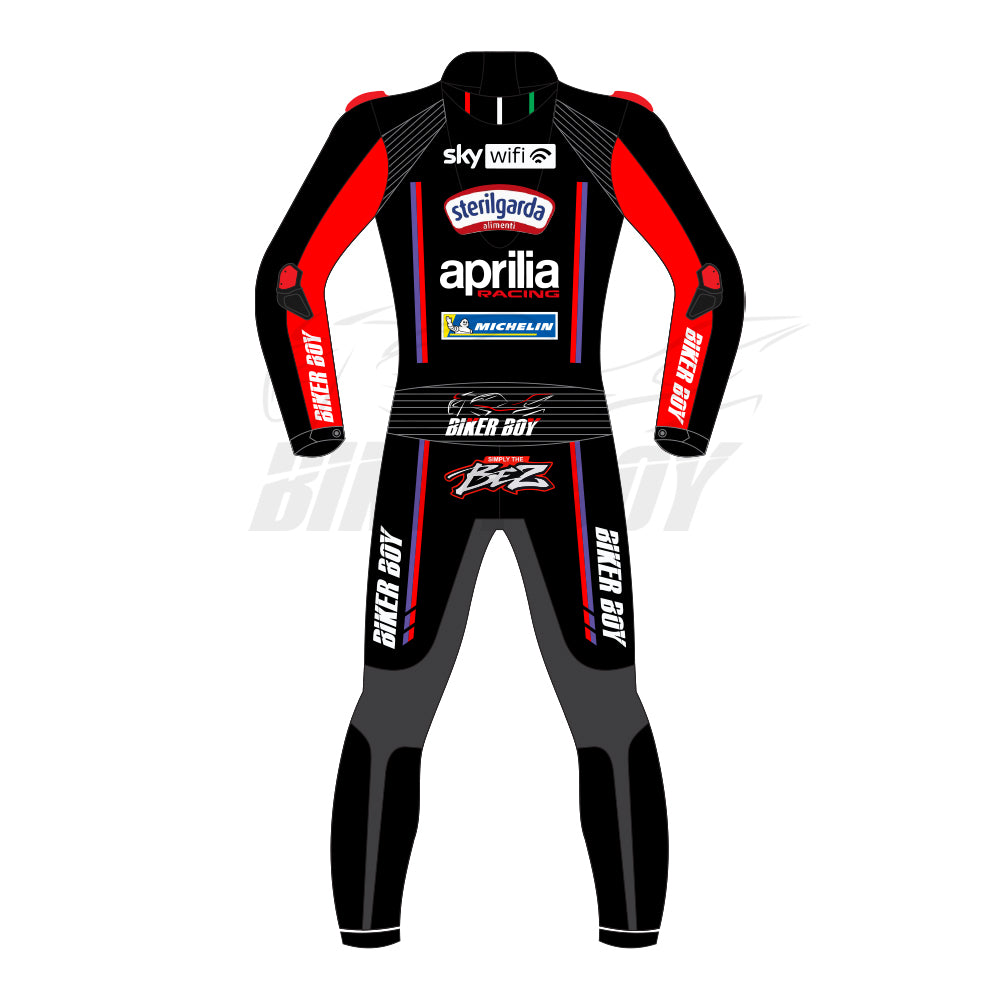 Marco Bezzecchi 2025 MotoGP Aprilia Leather Race Suit - Official #72 with CE-Certified Armor and Aerodynamic Fit