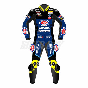 Toprak Razgatlıoğlu 2023 PATA Yamaha WSBK Race Suit – Full leather racing suit designed for high-performance protection, offering superior comfort and agility for Toprak Razgatlıoğlu in the 2023 World Superbike Championship.