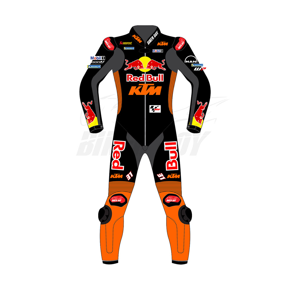 Pedro Acosta 2024 KTM MotoGP Racing Suit - Professional Leather Winter Test Gear with CE Armor and Ventilation