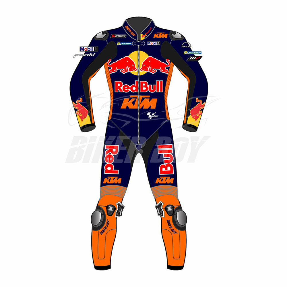 Jack Miller 2023 Red Bull KTM MotoGP Racing Suit – Premium gear crafted from full leather for superior protection, comfort, and performance, designed for Jack Miller in the 2023 MotoGP season.