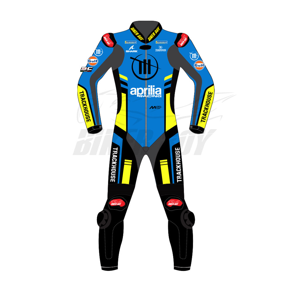 Raul Fernandez 2025 MotoGP Aprilia Leather Race Suit - Official #23 with CE Armor and Performance Design