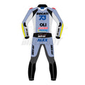 Gresini Ducati MotoGP 2025 race inspired leather riding suit with CE armor and track focused design