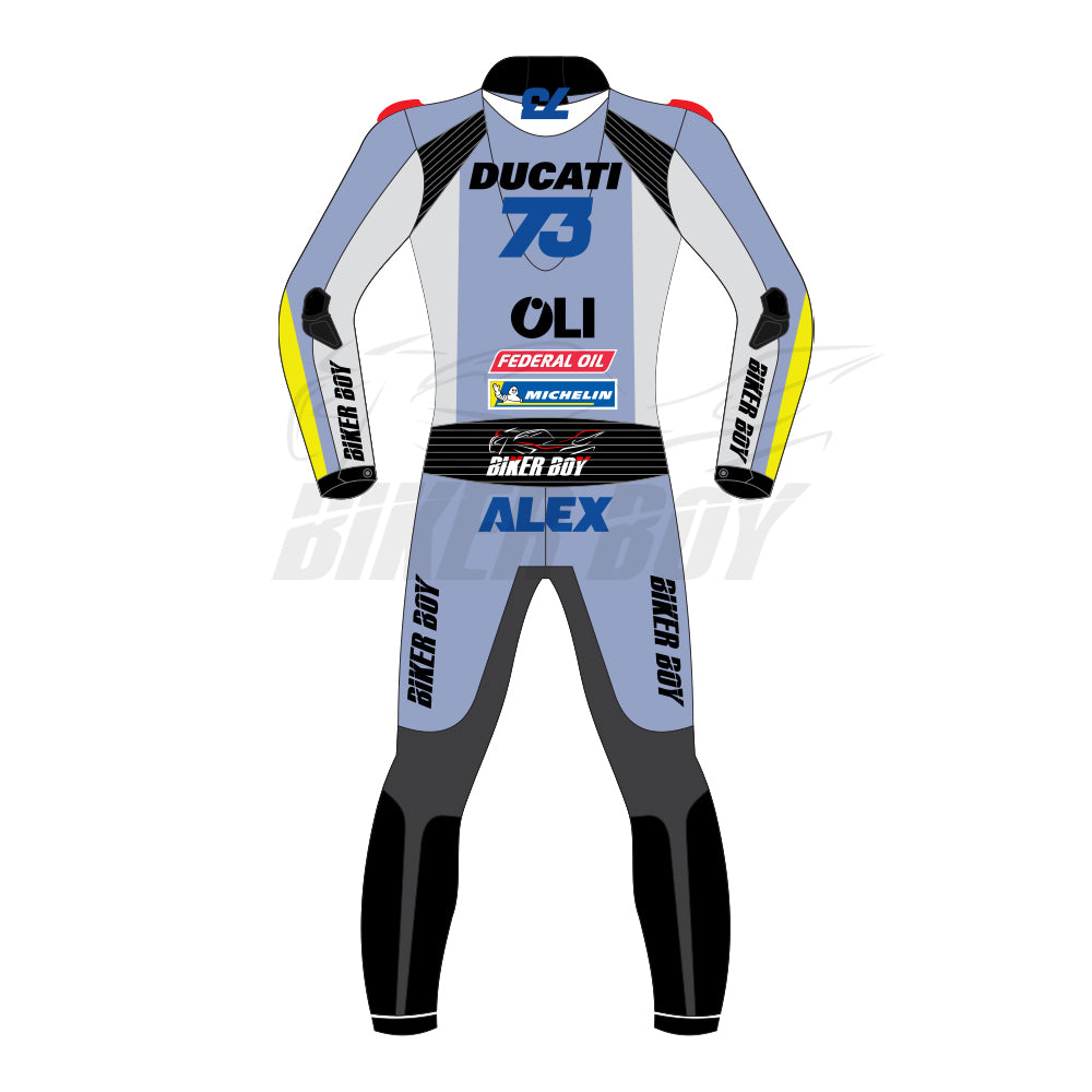 Gresini Ducati MotoGP 2025 race inspired leather riding suit with CE armor and track focused design