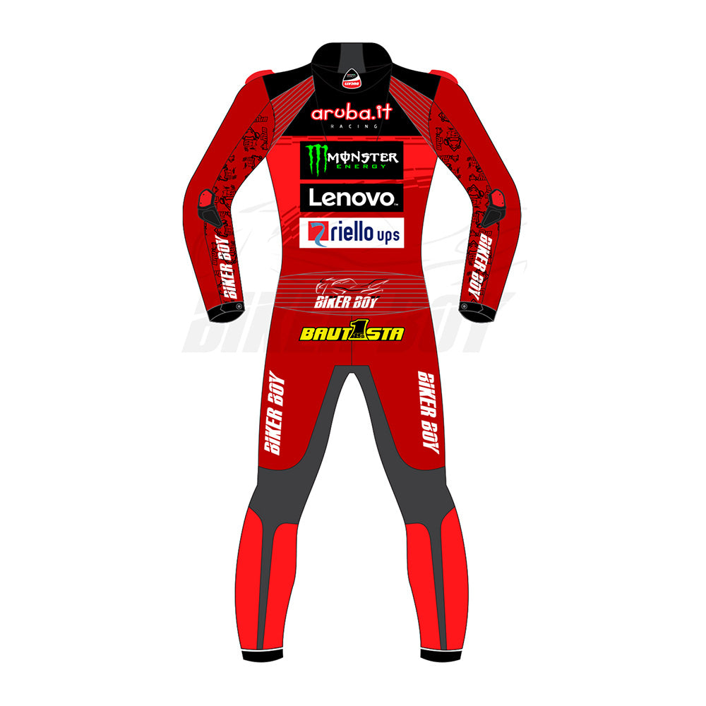 Álvaro Bautista 2024 Ducati SBK Racing Suit – Premium Leather, CE Armor, and Stretch Panels for Ultimate Protection and Flexibility