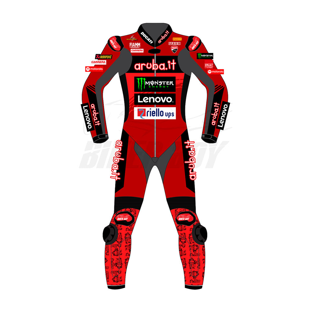 Álvaro Bautista 2024 Ducati SBK Racing Suit – Premium Leather, CE Armor, and Stretch Panels for Ultimate Protection and Flexibility