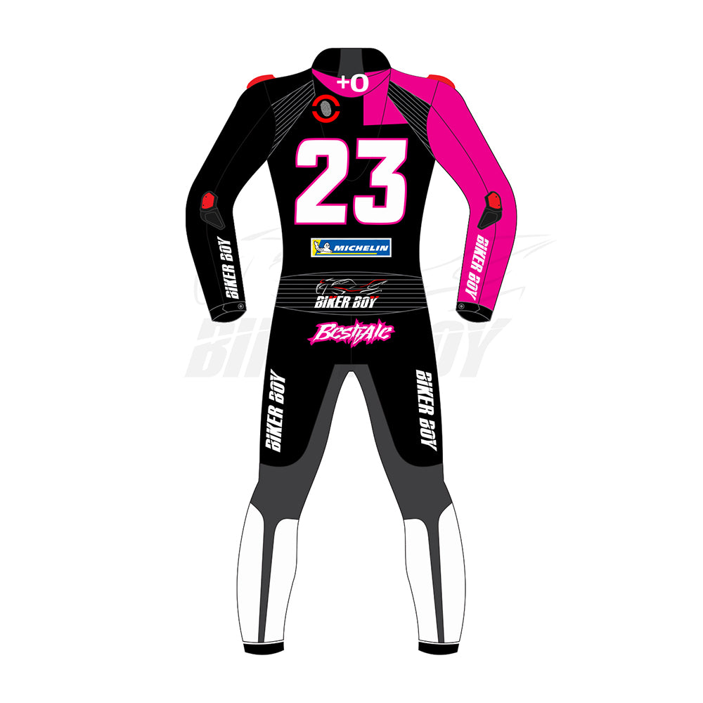 MotoGP 2024 winter test race inspired leather riding suit with CE armor and aerodynamic fit