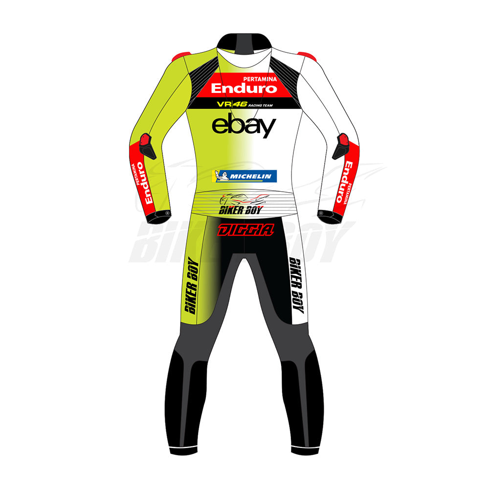 Fabio Di Giannantonio 2024 VR46 Racing Suit – Premium Leather, CE Armor, and Stretch Panels for Maximum Protection and Performance