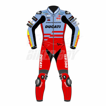 Fabio Di Giannantonio 2023 Ducati MotoGP Race Suit – Pro Replica, crafted for top-tier performance with premium materials, designed to provide maximum protection and comfort for MotoGP riders.