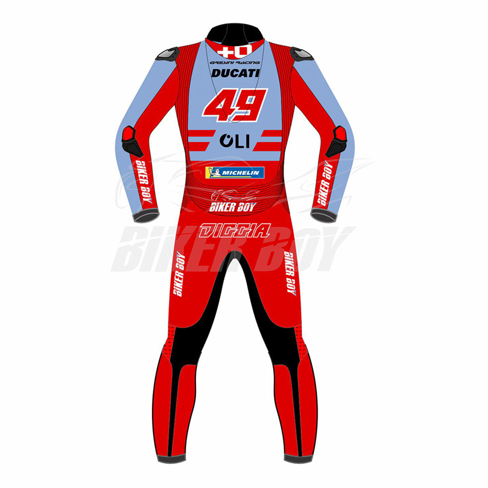 2023 Fabio Di Giannantonio Ducati MotoGP Race Suit – Pro Replica, official racing gear tailored for Fabio Di Giannantonio, featuring advanced leather construction and safety features for MotoGP competition.