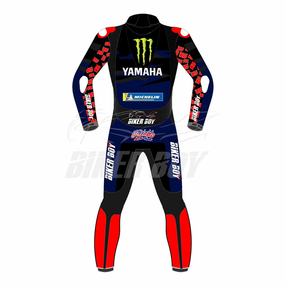 2023 Fabio Quartararo Yamaha MotoGP Race Suit – Premium full leather racing suit offering superior safety, agility, and flexibility for Fabio Quartararo during the 2023 MotoGP World Championship.