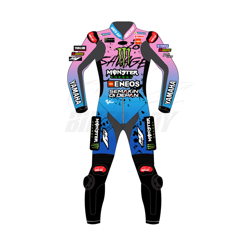 Fabio Quartararo 2024 Yamaha French GP Racing Suit – Premium Leather, CE Armor, and Stretch Panels for Maximum Protection and Flexibility
