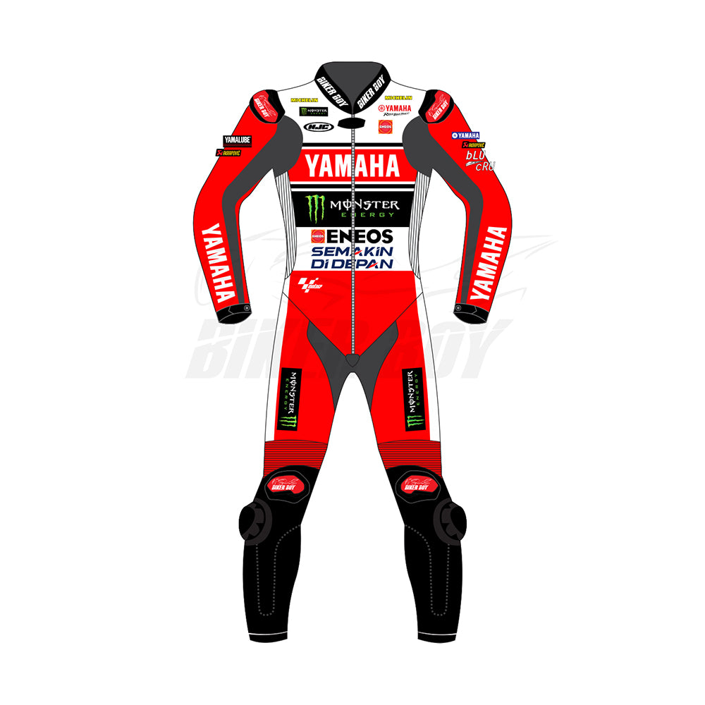 Fabio Quartararo Yamaha Leather Race Suit – British GP 2024 with CE Armor for Maximum Protection and Comfort