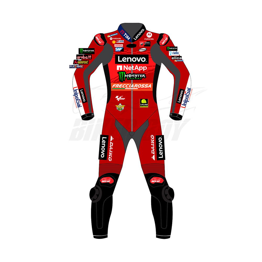 Francesco Bagnaia 2024 Ducati MotoGP Racing Suit in Premium Leather – Authentic Design, Race-Ready Protection
