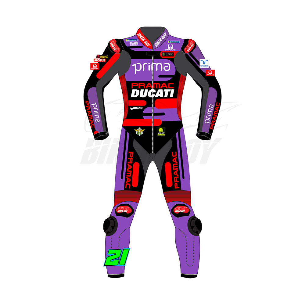 Franco Morbidelli 2024 Ducati Pramac Racing Suit – Premium Leather, CE Armor, and Stretch Panels for Maximum Protection and Flexibility
