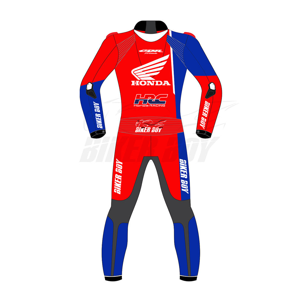 Iker Lecuona 2024 Honda Supermoto Racing Suit – Premium Leather, CE Armor, and Stretch Panels for Maximum Protection and Flexibility