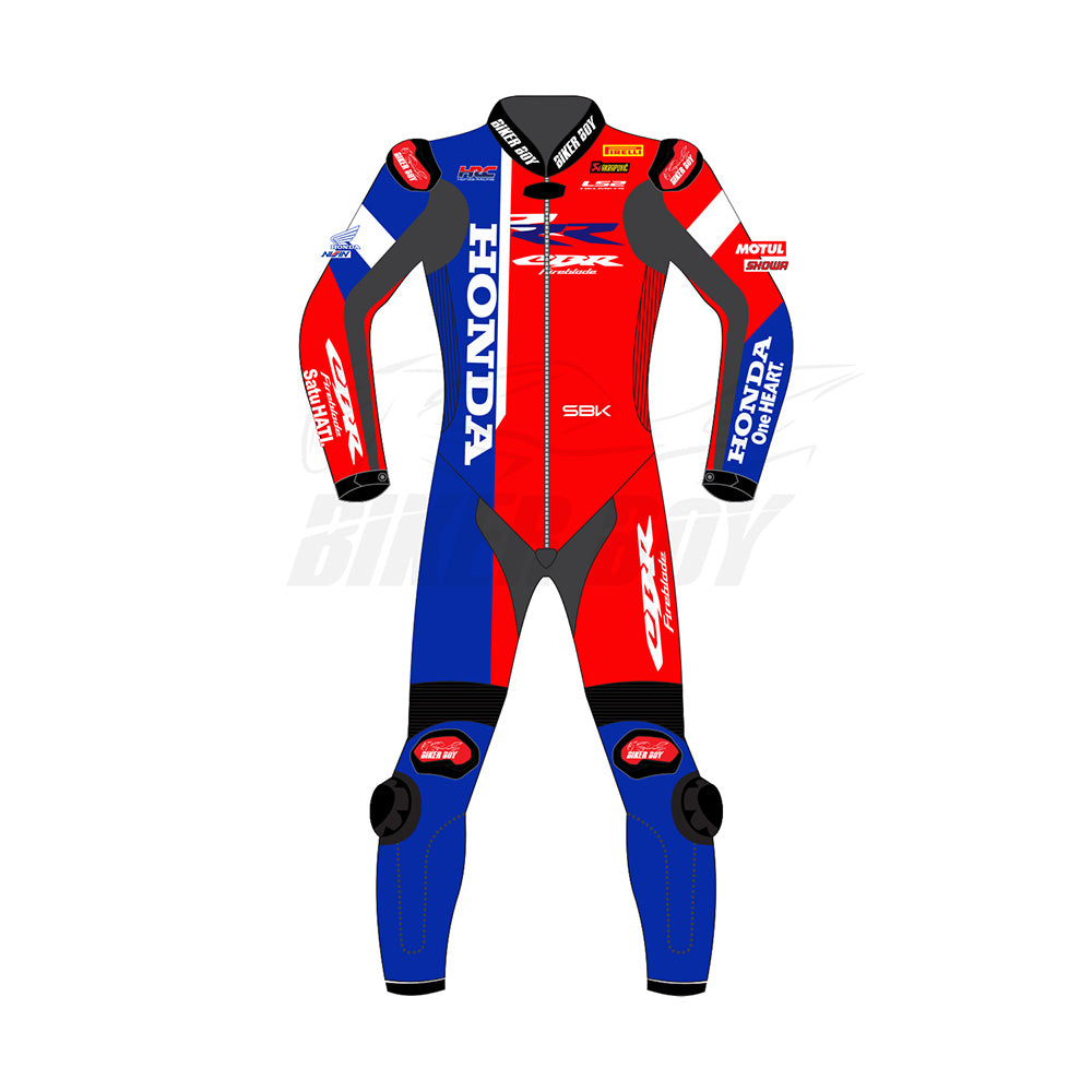 Iker Lecuona 2024 Honda Supermoto Racing Suit – Premium Leather, CE Armor, and Stretch Panels for Maximum Protection and Flexibility