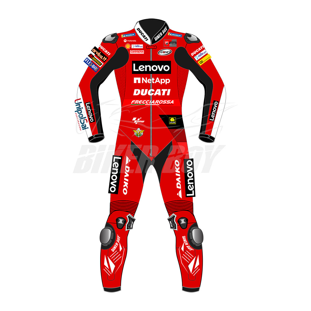Jack Miller Ducati MotoGP Racing Suit 2022 Jerez GP – Premium Leather Motorcycle Track Suit with CE Armor, Ducati Lenovo Team Replica Gear