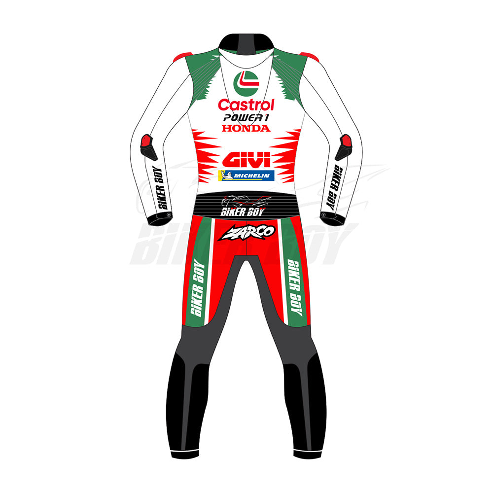 High-Performance 2024 Castrol Honda Racing Suit – Worn by Johann Zarco, Featuring CE Protection, Race Fit, and Authentic MotoGP Styling