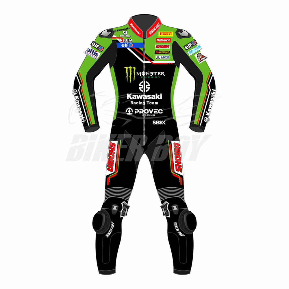 Kawasaki Racing Team 2023 Monster Energy SBK Race Suit – Full leather gear designed for peak performance and safety, crafted for top-tier riders in the 2023 Superbike World Championship.