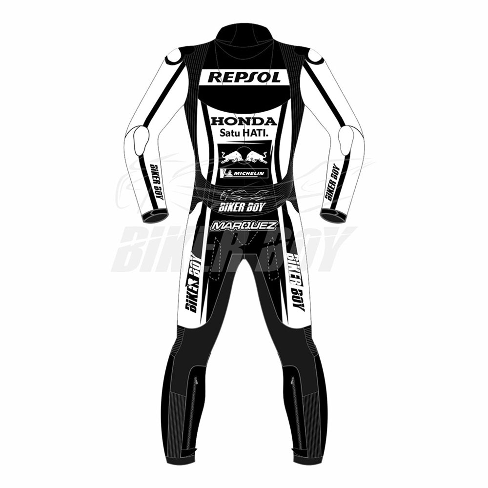 Marc Marquez 2022-23 Winter Test Repsol Honda Race Suit – Full leather gear designed for optimal protection and performance during winter testing, crafted for Marc Marquez in the 2022-23 MotoGP season.