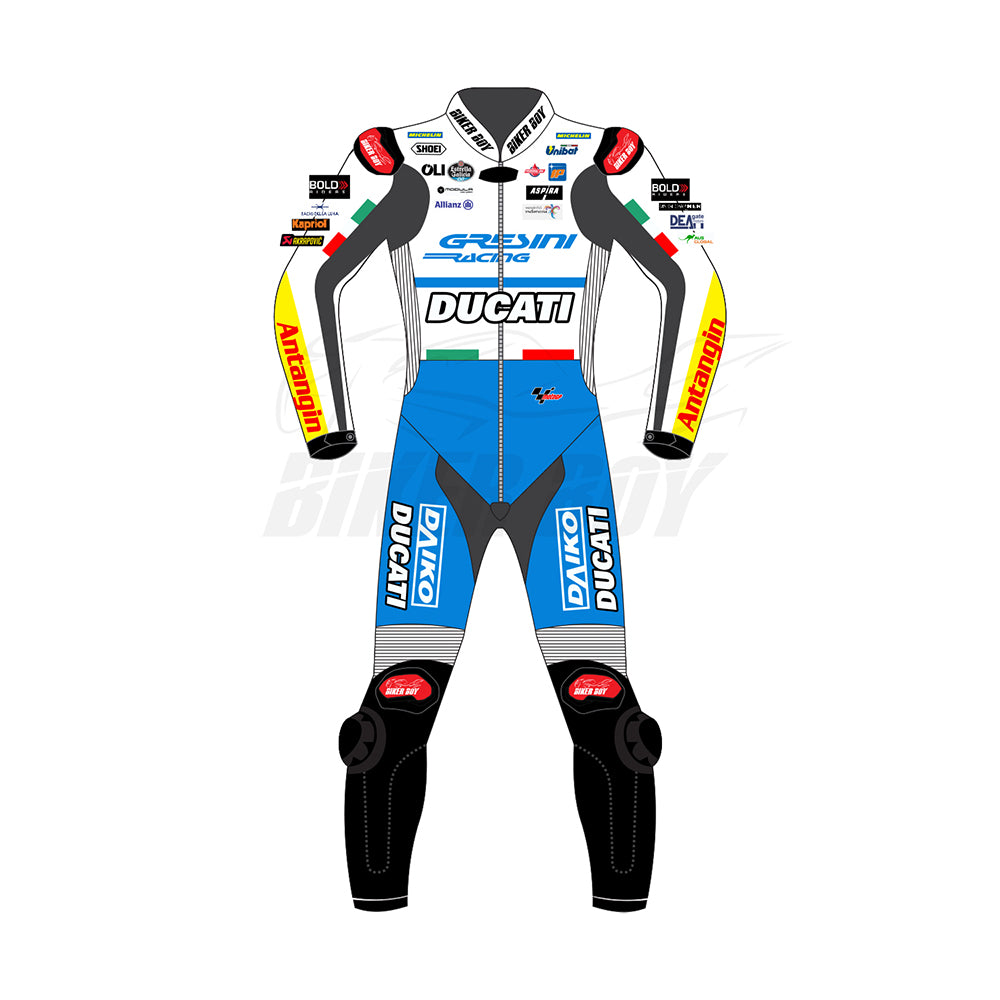 Marc Marquez Ducati Racing Suit – British GP 2024 | MotoGP Leather Suit with Ducati & Gresini Racing Design for Maximum Protection and Comfort
