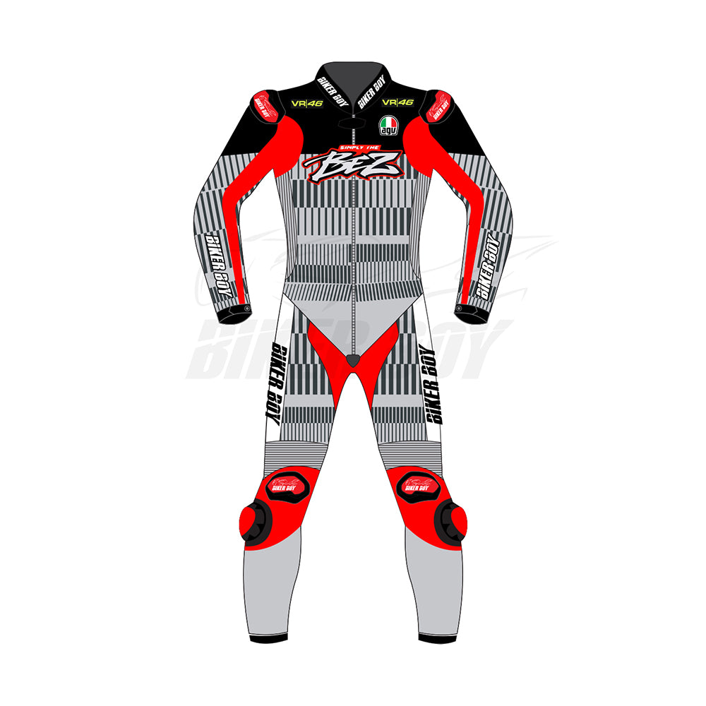 Marco Bezzecchi VR46 Racing Suit – British GP 2024 | MotoGP Leather Suit with Ducati and VR46 Branding for Professional Racing Protection