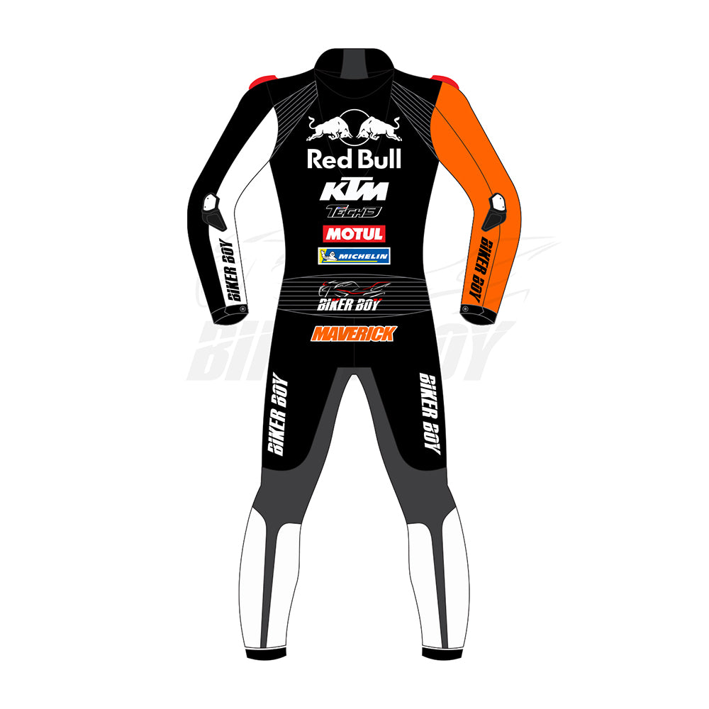 Maverick Vinales 2024 Winter Test KTM Leather Suit Premium MotoGP Leather Racing Suit Genuine Cowhide Motorcycle Race Suit with CE Armor and KTM Replica Design