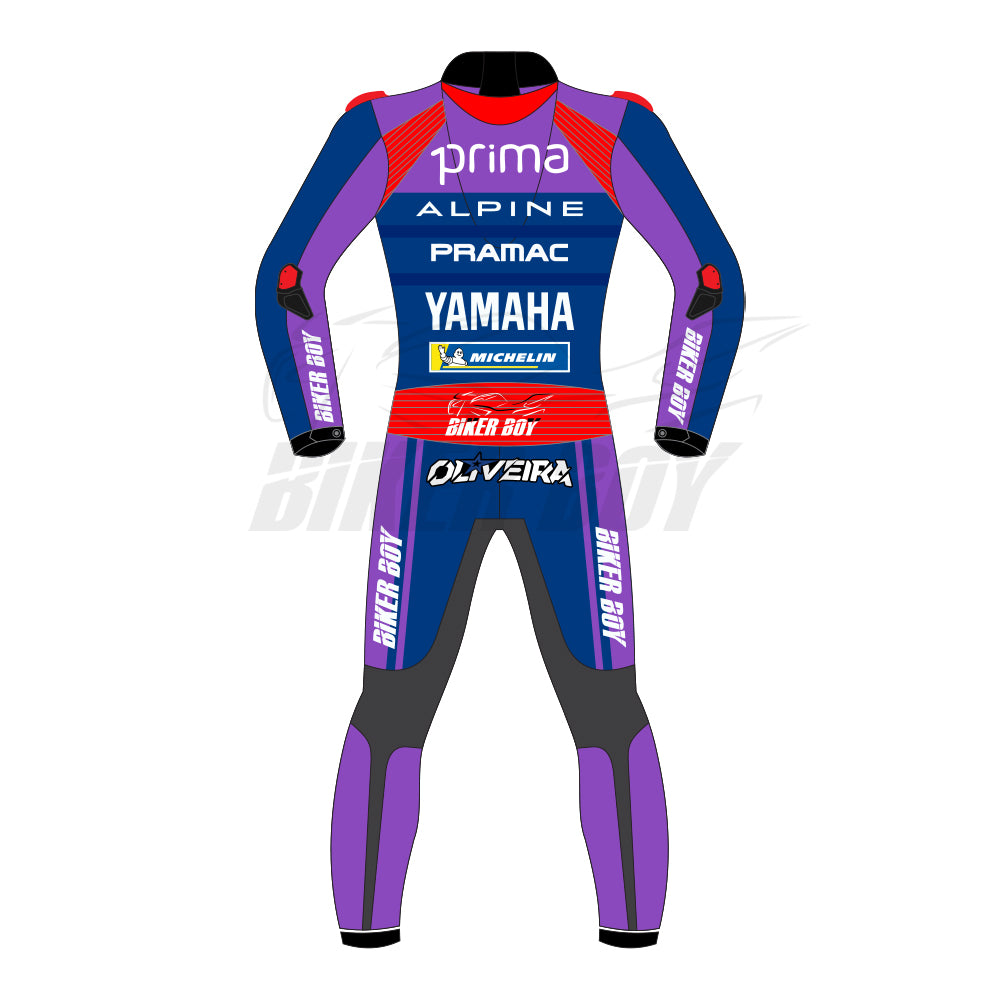 Miguel Oliveira Yamaha Prima MotoGP 2025 Leather Racing Suit Premium Motorcycle Riding Leathers with CE Protection for Track and Street Riding